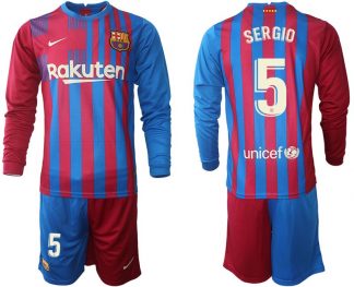 Barcelona Sergio Busquets 5# Herren Heimtrikot 2021/22 Langarm + Kurze Hosen