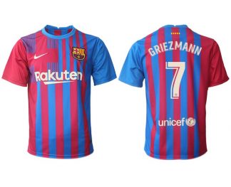 FC Barcelona Heimtrikot 2021/22 Herren Fußballtrikots blau mit Aufdruck Griezmann 7