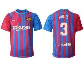 FC Barcelona Heimtrikot 2021/22 Herren Fußballtrikots blau mit Aufdruck PIQUE 3