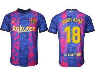 FC Barcelona Herren 3rd Trikot 2021/22 dunkelblau/gelb mit Aufdruck Jordi Alba 18