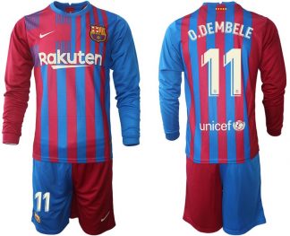 FC Barcelona O.Dembele 11# Heimtrikot 2021/22 Langarm + Kurze Hosen