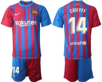 Herren FC Barcelona 2021/22 Heimtrikot blau/rot mit Aufdruck CRUYFF 14