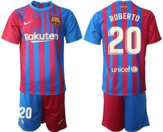 Herren FC Barcelona 2021/22 Heimtrikot blau/rot mit Aufdruck ROBERTO 20