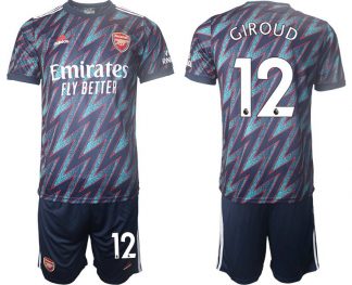 Herren Günstige Ausweichtrikot FC Arsenal 2022 Giroud 12# blau + Kurze Hosen