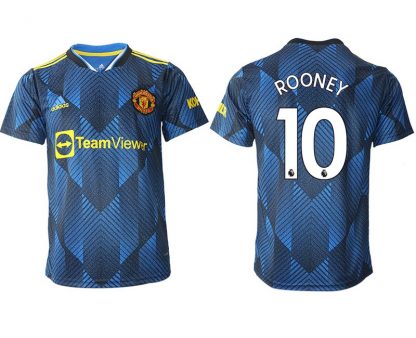 Manchester United Ausweichtrikot 2022 blau mit Aufdruck Rooney 10