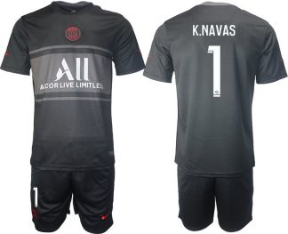 Paris Saint Germain Ausweichtrikot 2021/2022 schwarz/grau mit Aufdruck K.Navas 1