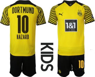 BVB Borussia Dortmund Heimtrikot in gelb 2022 für Kinder mit Aufdruck Hazard 10