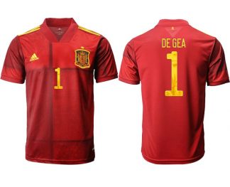 Fanartikelshop Spanien EM 2022 Heimtrikot rot mit Aufdruck DE GEA 1