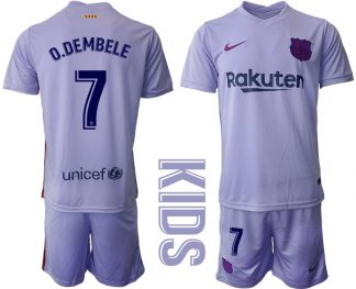 Kinder Fußballtrikot FC Barcelona 2021/22 Auswärts Trikot mit Aufdruck O.Dembele 7