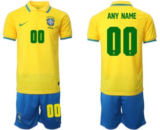 Brasilien 2022 WM Heimtrikots Gelb Trikotsatz Kurzarm + Kurze Hosen Kaufen