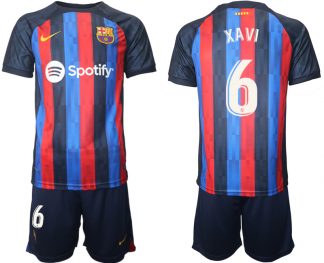 FC Barcelona 2022/23 Heimtrikot dunkles Blau Trikotsatz Kurzarm mit Aufdruck XAVI 6