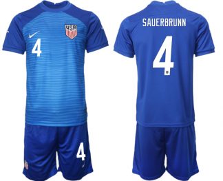 Neue Fußballtrikots der USA für die WM 2022 Heimtrikot Marineblau Trikotsatz SAUERBRUNN #4