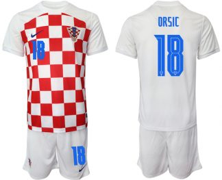 Herren Kroatien Heimtrikot WM-2022 weiß Rot Kaufen Kurzarm + Kurze Hosen ORSIC #18