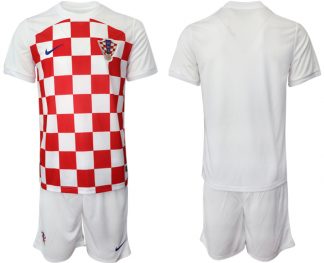 Neue Kroatien Heimtrikot WM-2022 weiß Battle Blue Herren Fußballtrikots Set