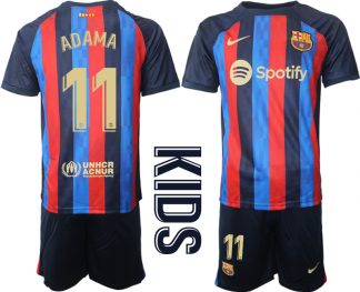 FC Barcelona Kinderheim Trikot 2022/23 Navy Blau Kurzarm + Kurze Hosen ADAMA 11