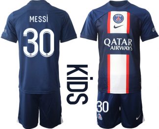 Kinder Paris Saint Germain PSG Heimtrikots 2022-2023 Trikotsatz in Blau MESSi 30