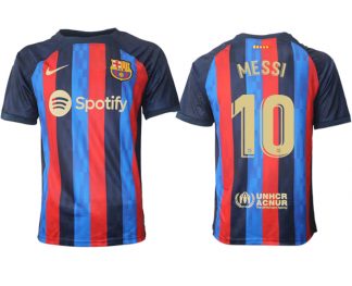 MESSI 10 FC Barcelona 2022/23 Home Kit Heimtrikot Kurzarm für Herren