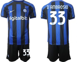 Neues Inter Mailand 2022-2023 Heimtrikot Blau für Herren Trikotsatz D'AMBROSIO 33