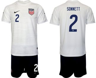 USA Fußballtrikot Kaufen Heimtrikot WM 2022 Weiß Schwarz für Herren SONNETT 2
