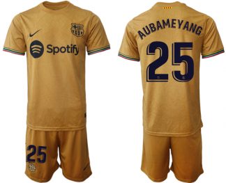 AUBAMEYANG 25 FC Barcelona 2022-23 Auswärtstrikot goldene Away Shirt für Herren