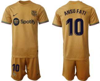 FC Barcelona 2022-23 Auswärtstrikot goldene Away Shirt für Herren ANSU FATI 10