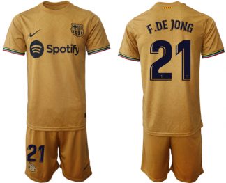 FC Barcelona 2022-23 Auswärtstrikot goldene Away Shirt für Herren F.DE JONG 21