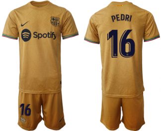 FC Barcelona 2022-23 Auswärtstrikot goldene Away Shirt für Herren KUN PEDRI 16