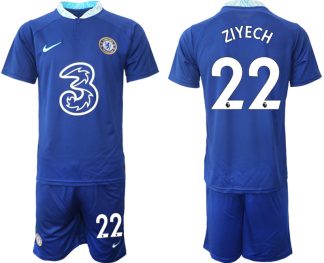 Fussballtrikots Günstig Chelsea FC 22-23 Heimtrikot blau für Herren Trikotsatz ZIYECH 22