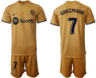 Herren FC Barcelona 2022-23 Auswärtstrikot goldene Away Shirt Fußballtrikots GRIEZMANN 7