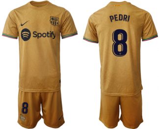 Herren FC Barcelona 2022-23 Auswärtstrikot goldene Away Shirt Fußballtrikots PEDRI 8