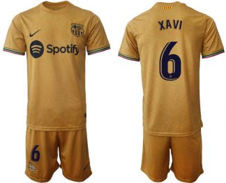 Herren FC Barcelona 2022-23 Auswärtstrikot goldene Away Shirt Fußballtrikots XAVI 6