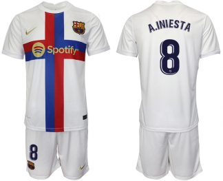 Herren FC Barcelona 2022/23 Ausweichtrikot weiß Fußballtrikots mit Aufdruck A.INIESTA 8