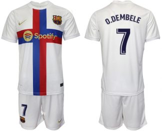 Herren FC Barcelona 2022/23 Ausweichtrikot weiß Fußballtrikots mit Aufdruck O.DEMBELE 7