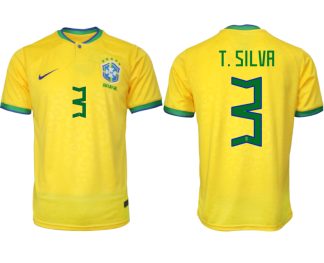 Brasilien FIFA WM Katar 2022 Heimtrikot gelb Kurzarm für Herren T.SILVA 3