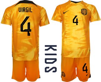 Kinderheim Nationalmannschaft Trikot Niederlande 2022-23 Online Kaufen VIRGIL 4