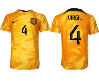Niederlande Heimtrikot WM 2022 Orange Fußballtrikot Herren Sale VIRGIL 4