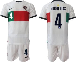 Fußballtrikot für Herren Portugal WM 2022 Auswärtstrikot Trikotsatz mit Namen RUBEN DIAS 4