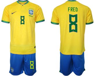 Günstig Heimtrikot Brasilien WM 2022 Trikot gelb Trikotsatz für Herren FRED 8