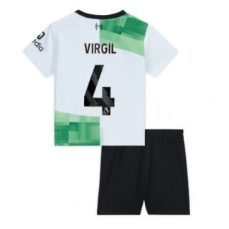 Kinder Liverpool 2023-24 Auswärtstrikot Fußballtrikots Set Virgil van Dijk 4
