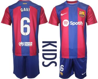 Kinder Trikot FC Barcelona 2023-2024 Heimtrikot bestellen mit Aufdruck GAVI 6