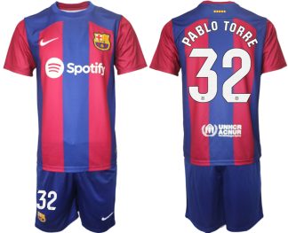 Neueste Fußballtrikots Herren FC Barcelona 2023-2024 mit Namen PABLO TORRE 32