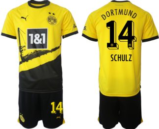 Günstige Borussia Dortmund BVB Heimtrikot 2023-24 Kurzarm + Kurze Hosen SCHULZ 14