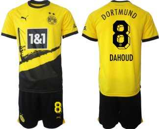 Günstige Fußballtrikots Set Borussia Dortmund BVB Heimtrikot 2023-24 mit Aufdruck DAHOUD 8