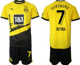 Günstige Fußballtrikots Set Borussia Dortmund BVB Heimtrikot 2023-24 mit Aufdruck REYNA 7