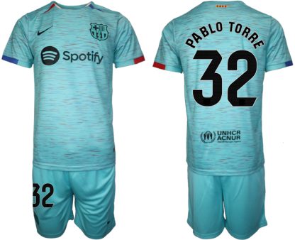 Fußballtrikots günstig FC Barcelona 2023-24 Drittes Trikot blau Trikotsatz Pablo Torre 32