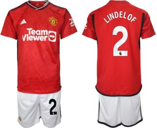 Herren Set Manchester United Heimtrikot 2023-24 bestellen mit Aufdruck LINDELOF 2