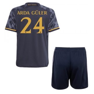 Kinder Real Madrid 2023-24 Auswärtstrikots Kurzarm + Kurze Hosen Arda Guler 24
