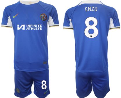 Fußball trikotsatz für Herren Chelsea 2023-24 weiß blau Heimtrikot Enzo Fernández 8