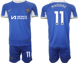 Fußball trikotsatz für Herren Chelsea 2023-24 weiß blau Heimtrikot Noni Madueke 11