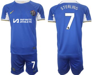 Fußball trikotsatz für Herren Chelsea 2023-24 weiß blau Heimtrikot Raheem Sterling 7